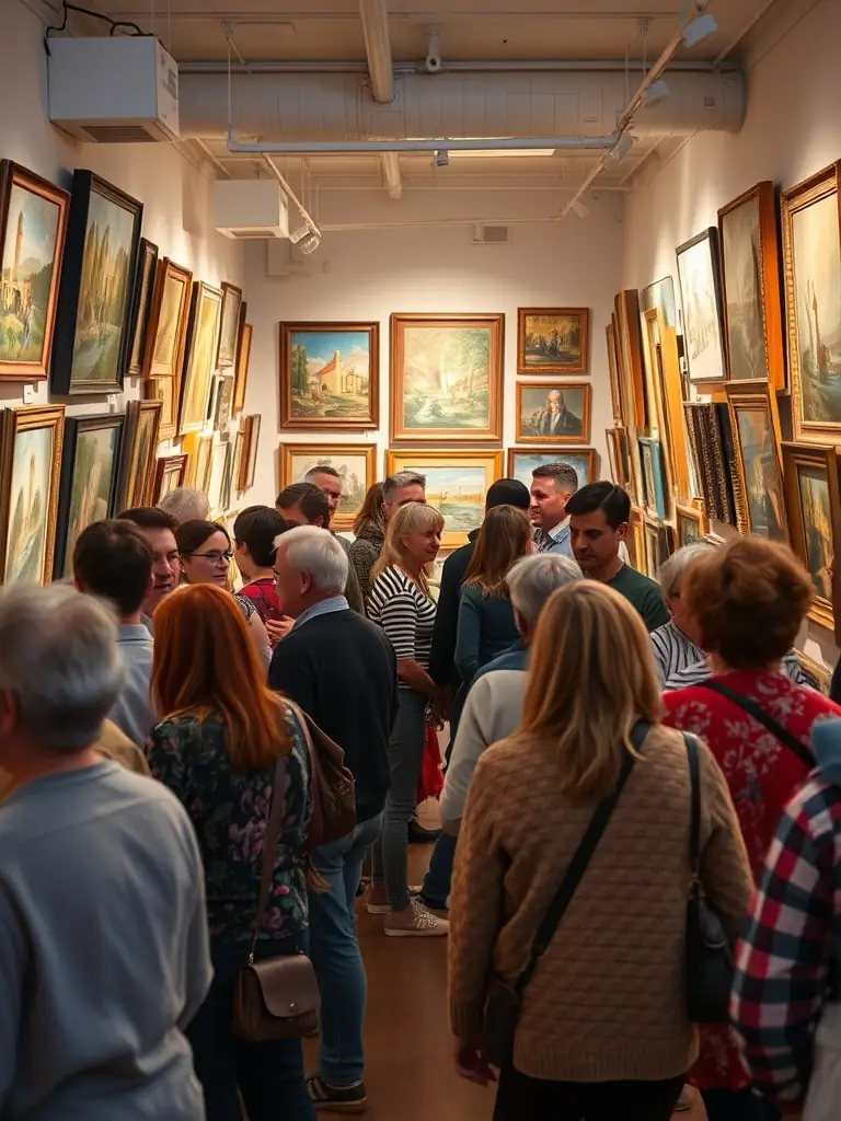 A photo of local artists showcasing their work at a LABEL MERE-organized art exhibition, highlighting the organization's support for the arts community.
